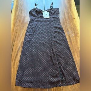 Elegant Black Midi Dress with Red Accents